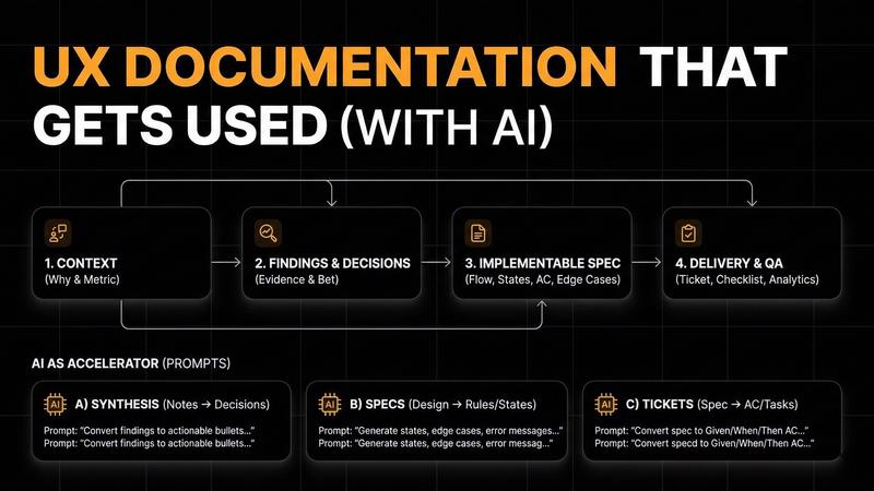 Cómo escribir documentación UX que el equipo sí usa (con ayuda de IA)