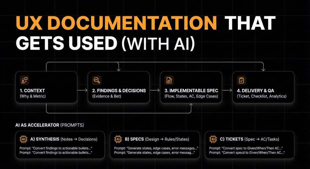 Cómo escribir documentación UX que el equipo sí usa (con ayuda de IA)