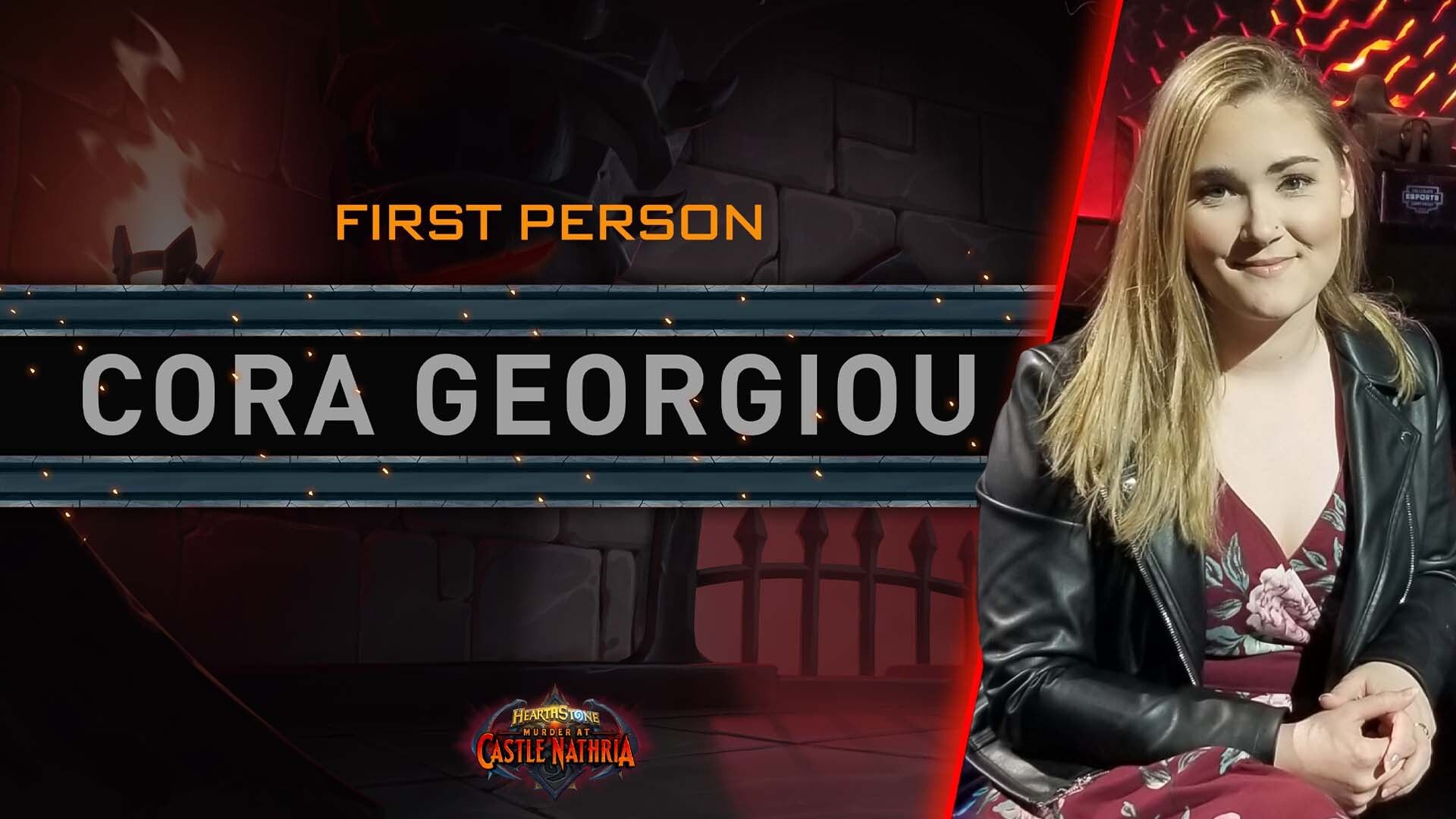 A photo of Cora Georgiou, a well-known Hearthstone personality and game designer at Blizzard.