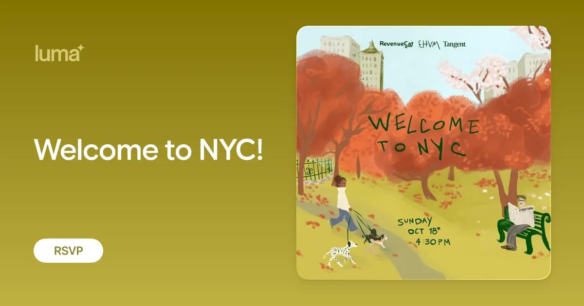 Welcome to NYC event artwork showing an autumn walk through New York