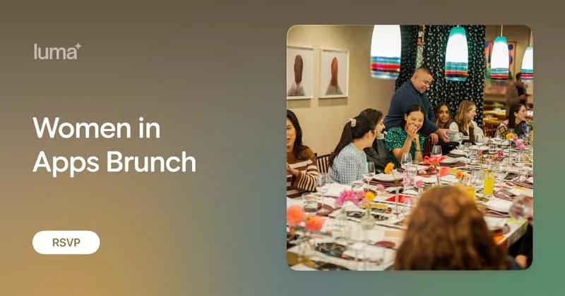 Women in Apps Brunch event artwork with guests seated around a table