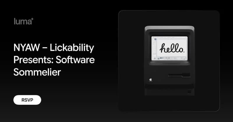 Software Sommelier event artwork featuring a classic Macintosh