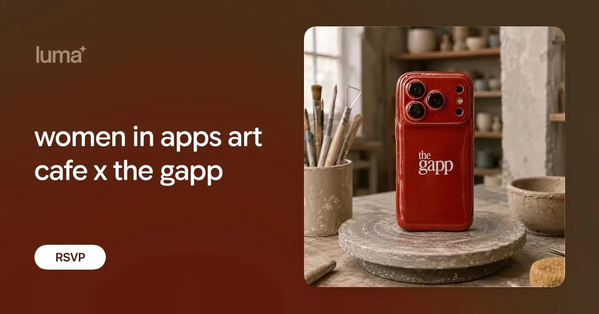 Women in Apps Art Cafe event artwork from the gapp