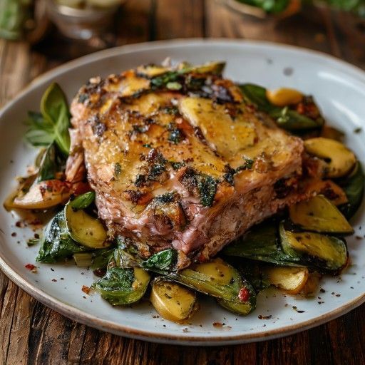 Ojo de bife en croute de almendras, hierbas y mosqueta