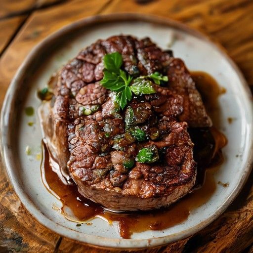 Ojo de bife con salsa de morillas