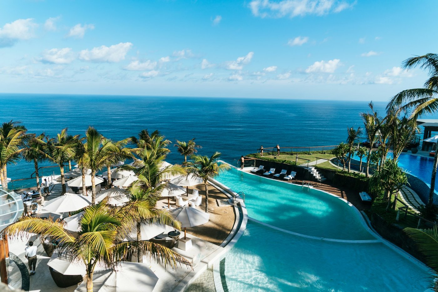Luxury island resort pool and villas