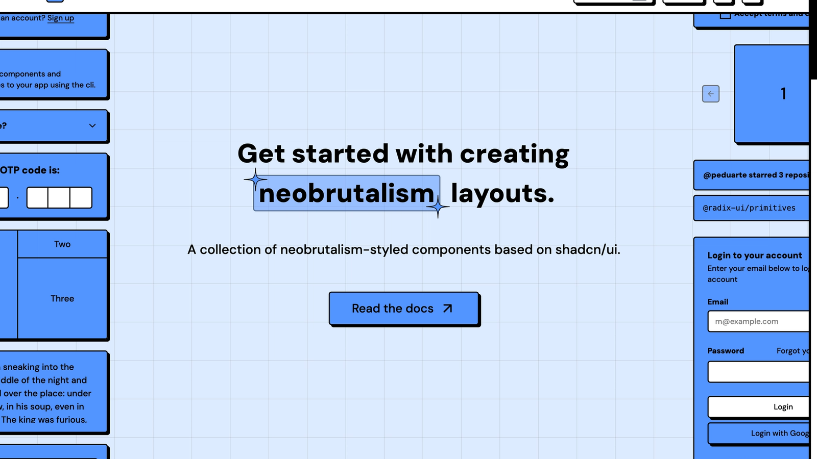 A collection of neobrutalism-styled components based on shadcn/ui.