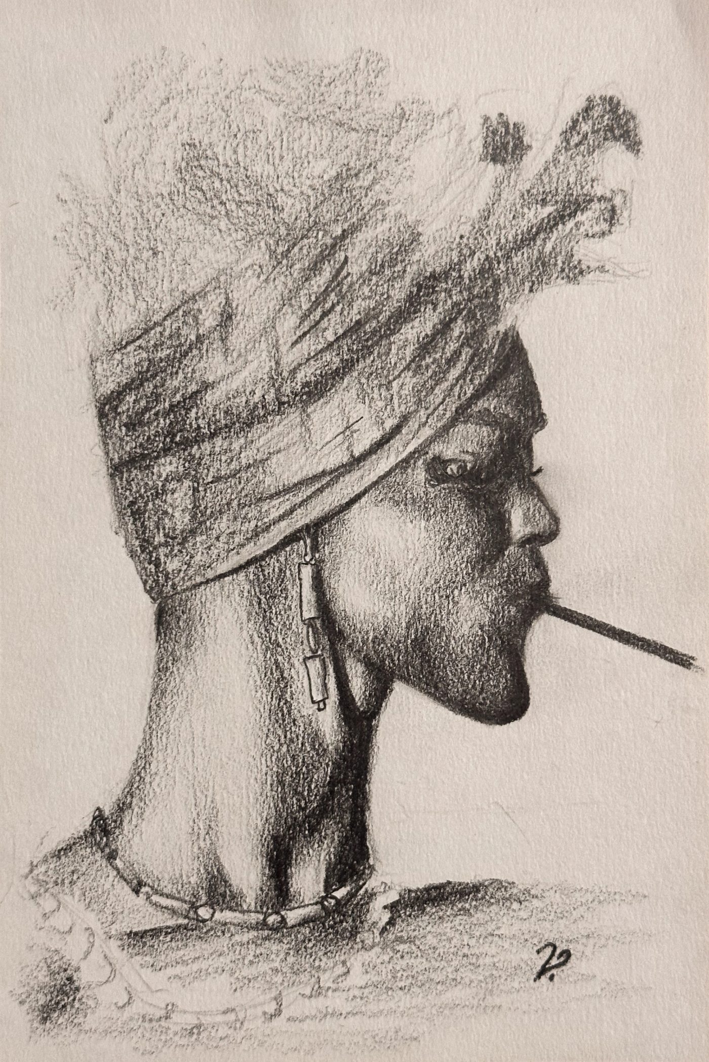 Monochrome profile portrait of a West African woman