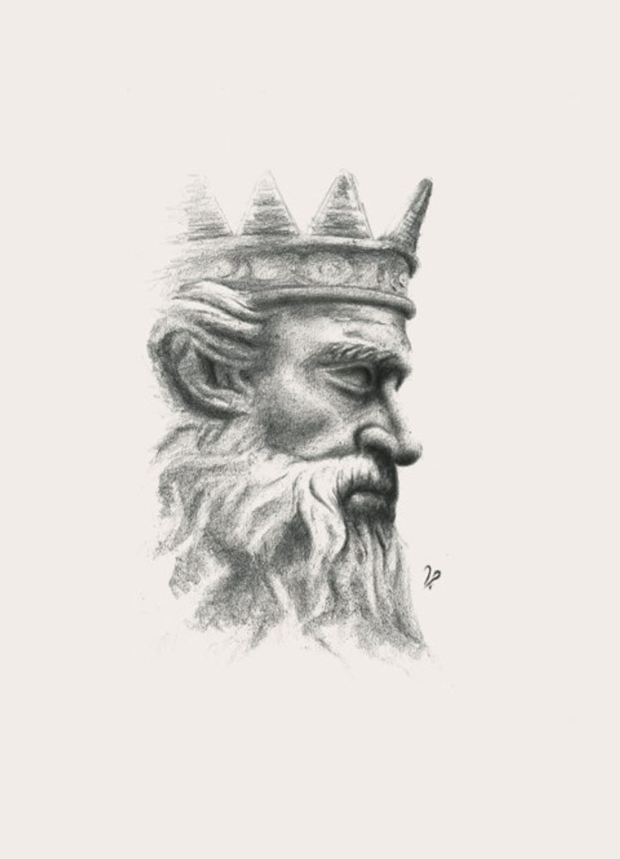 Black-and-white Zeus study print