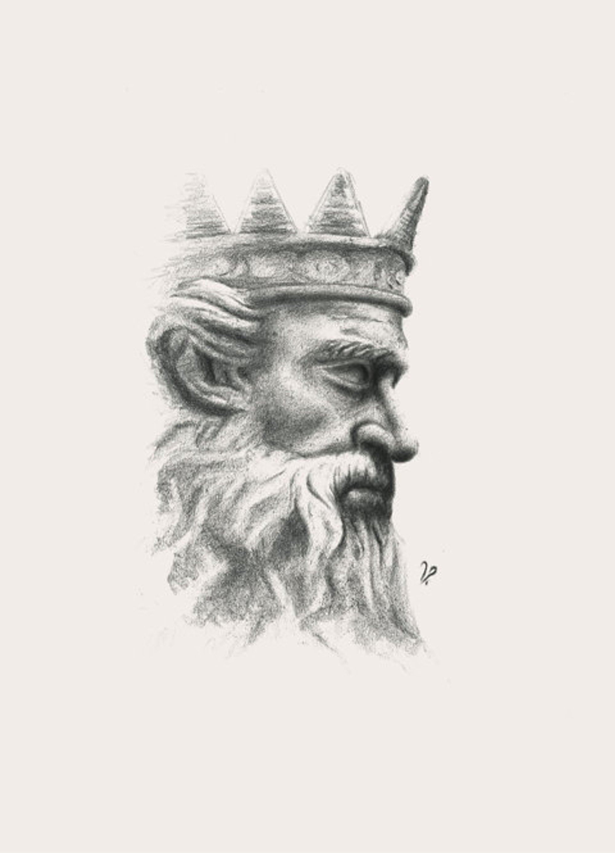 Black-and-white Zeus study print