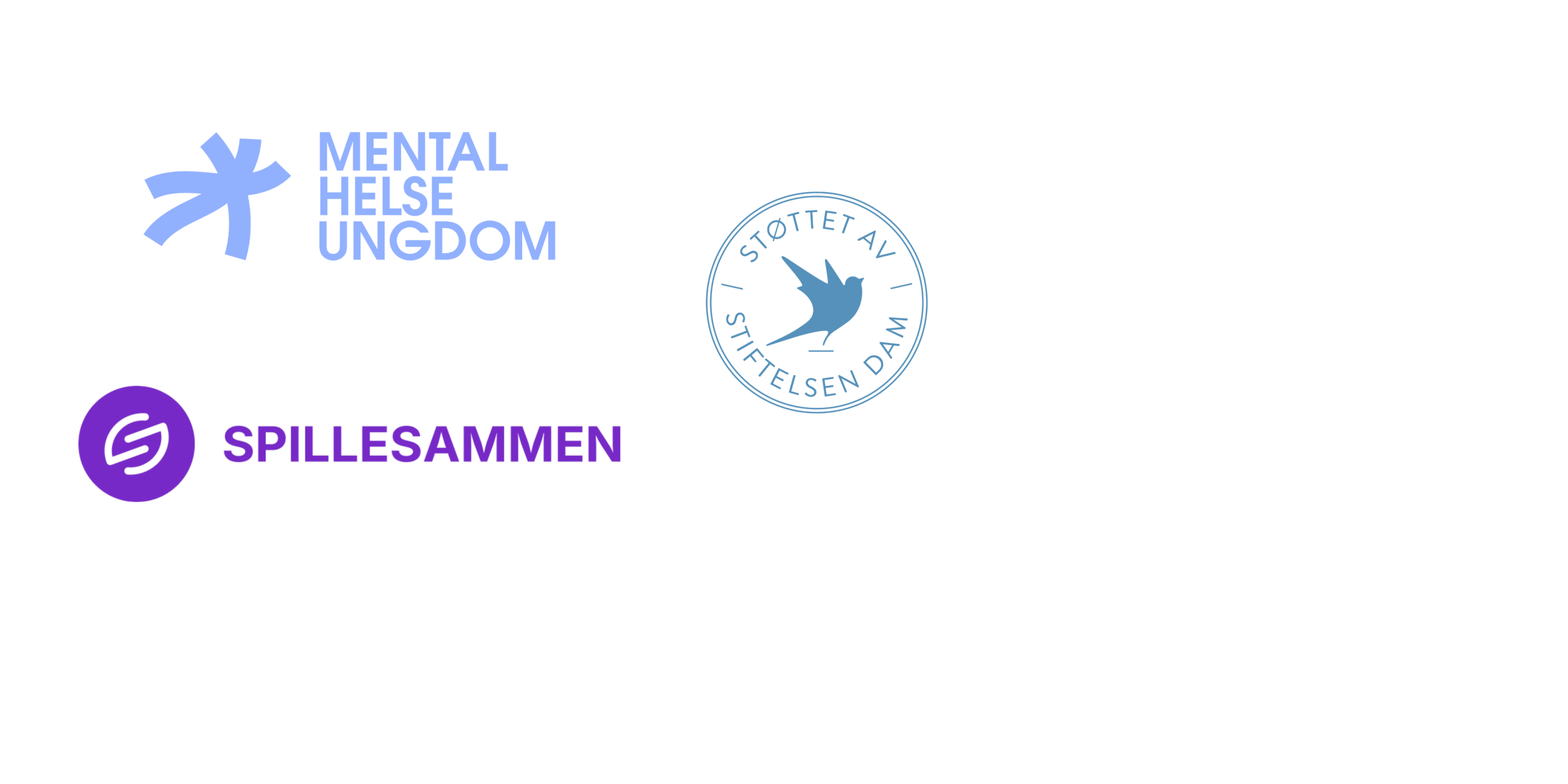 Logo til Spille Sammen AS, Mental Helse Ungdom og Stiftelsen Dam.