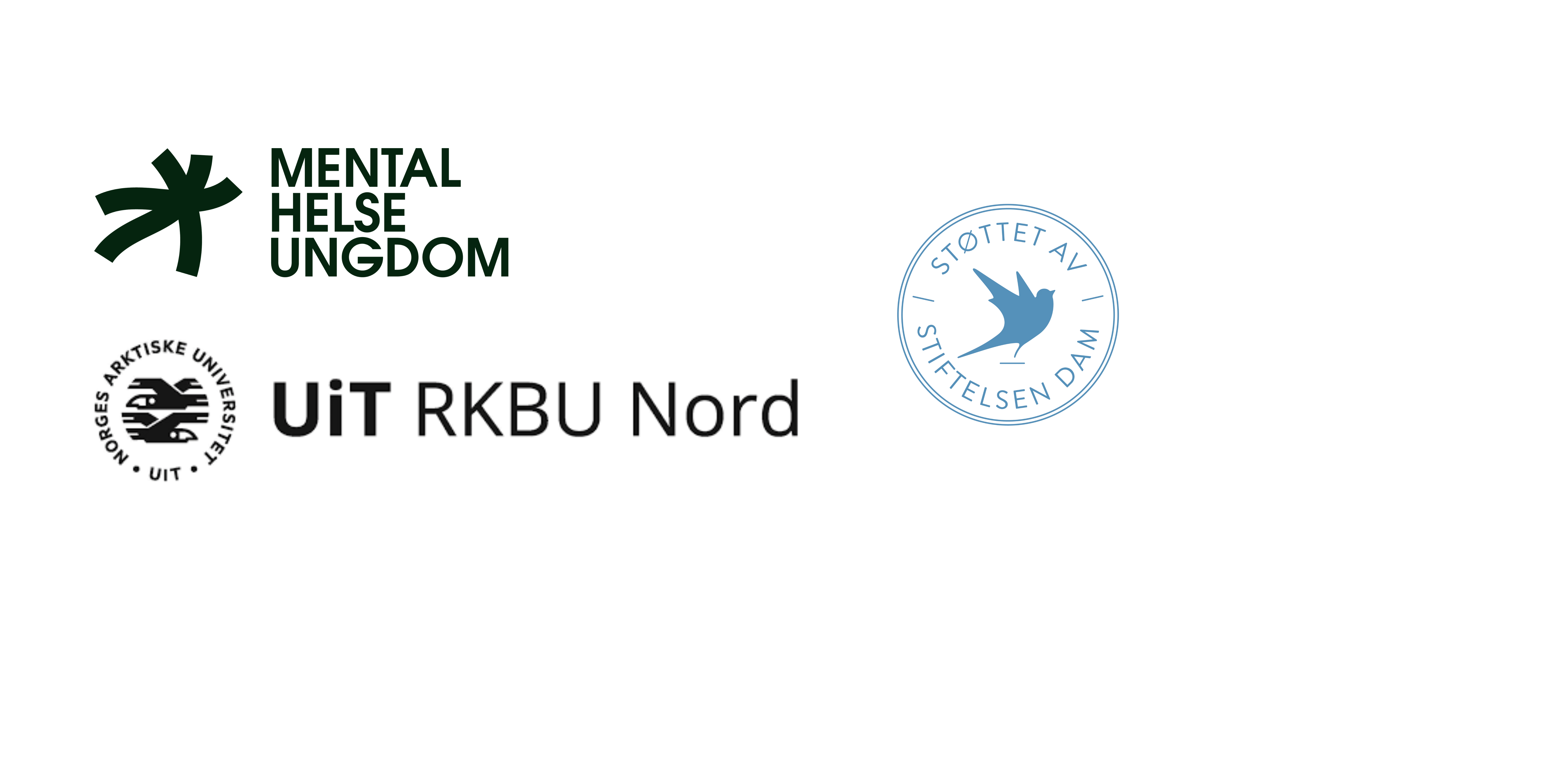 Logoen til Mental Helse Ungdom, UiT og Dam