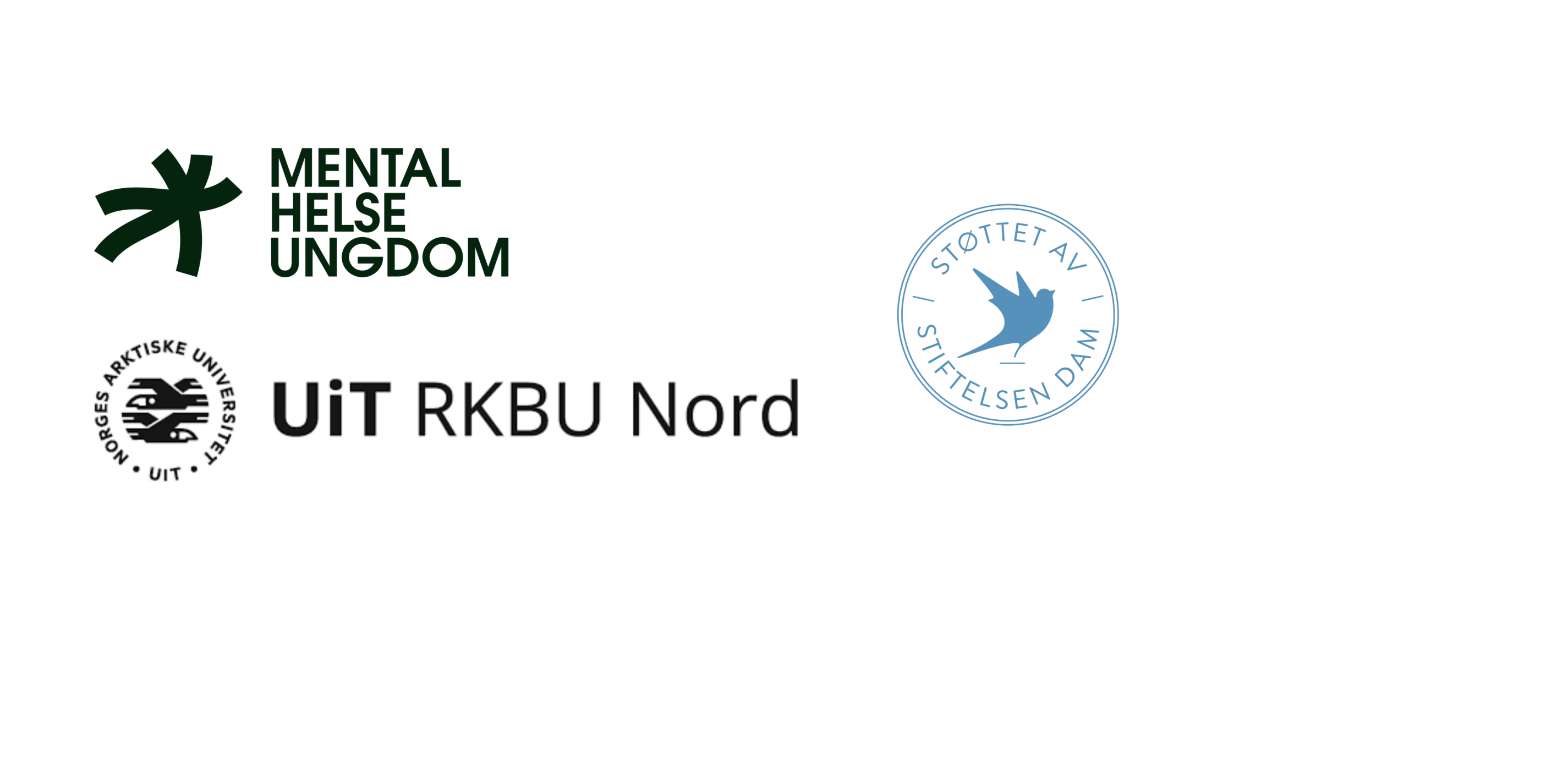 Logoen til Mental Helse Ungdom, UiT og Dam