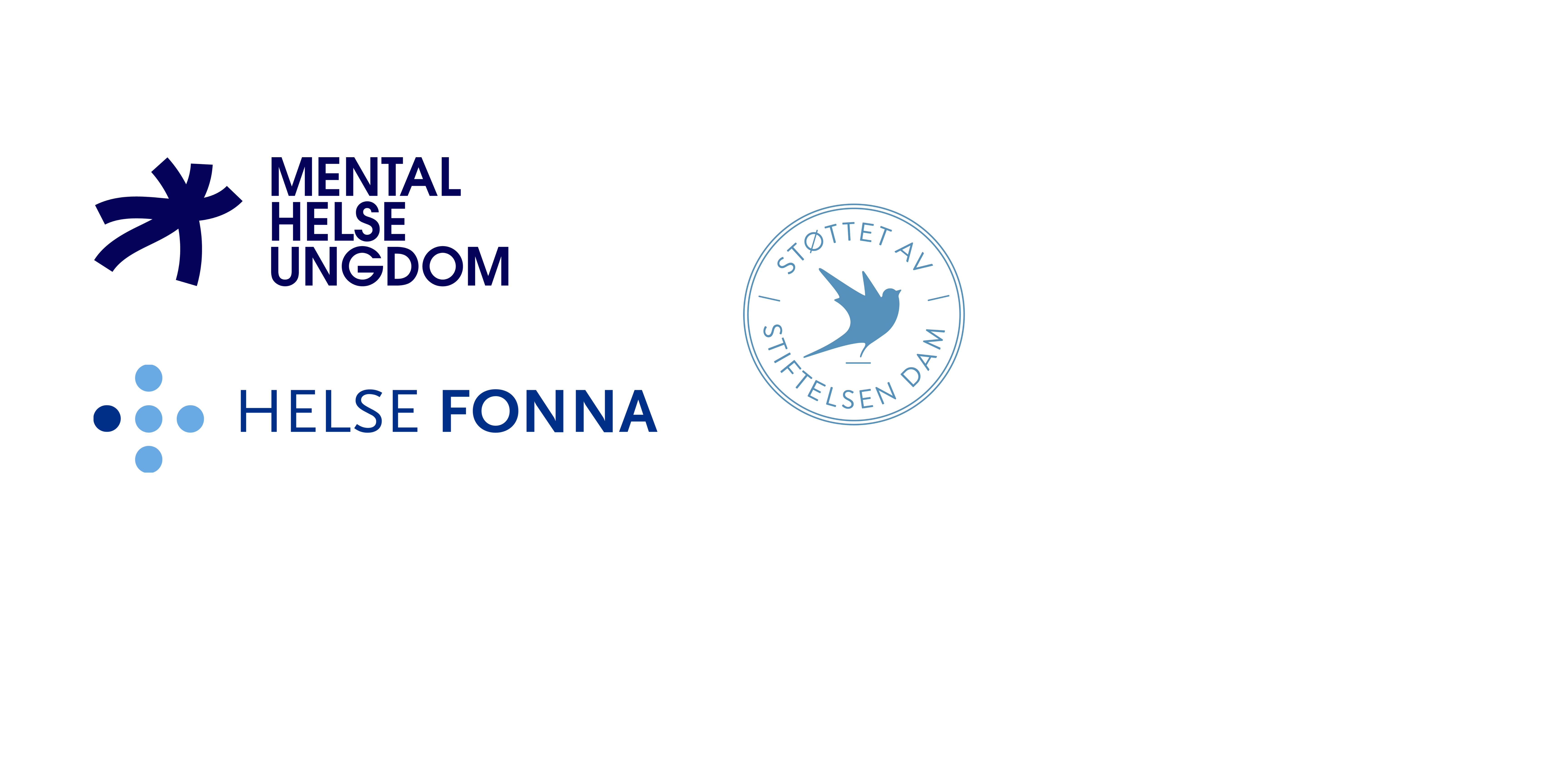 Logoene til Mental Helse Ungdom, Helse Fonna og Dam