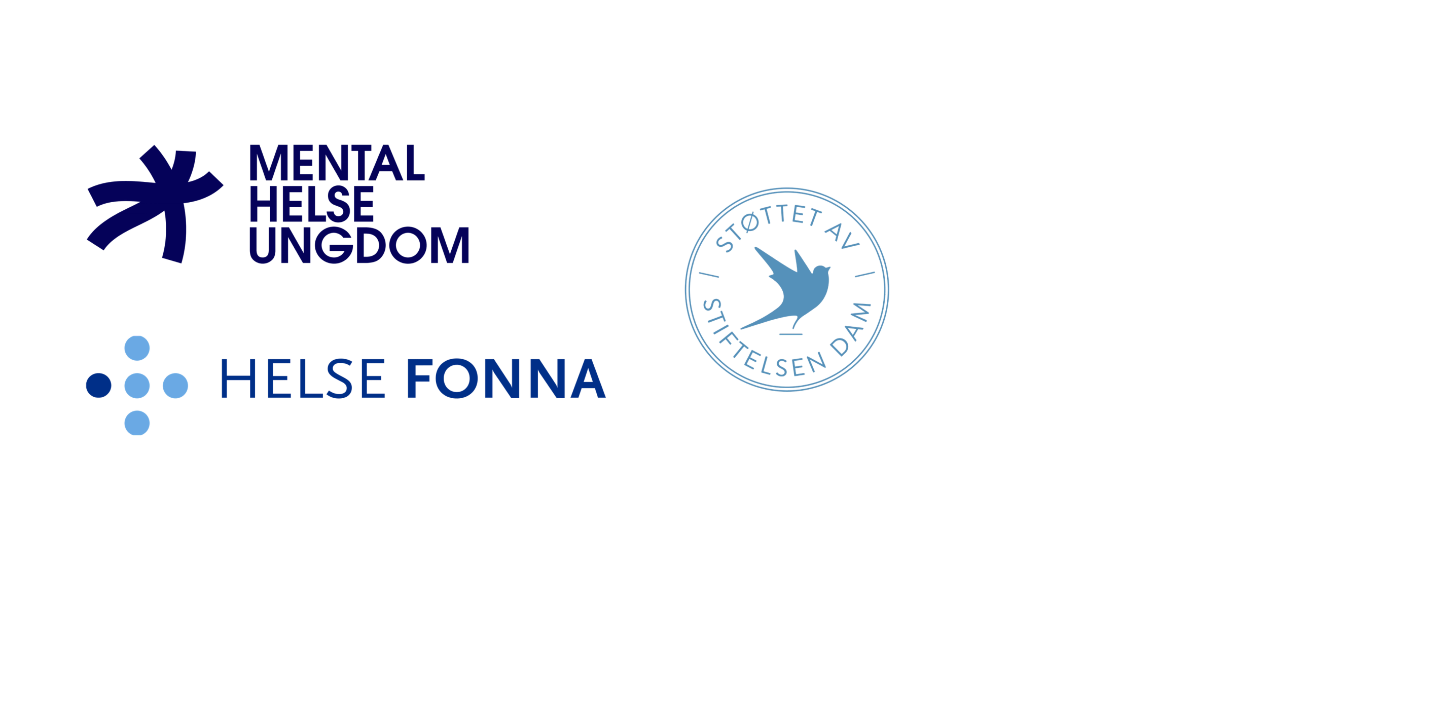 Logoene til Mental Helse Ungdom, Helse Fonna og Dam