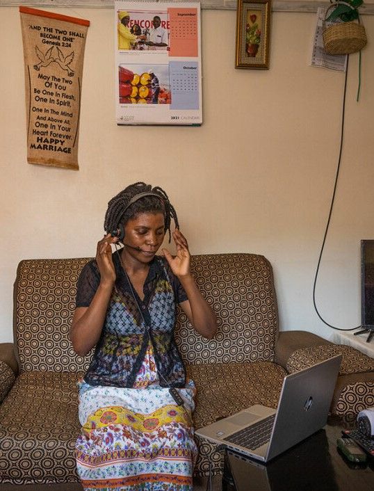 Erusa at her home office