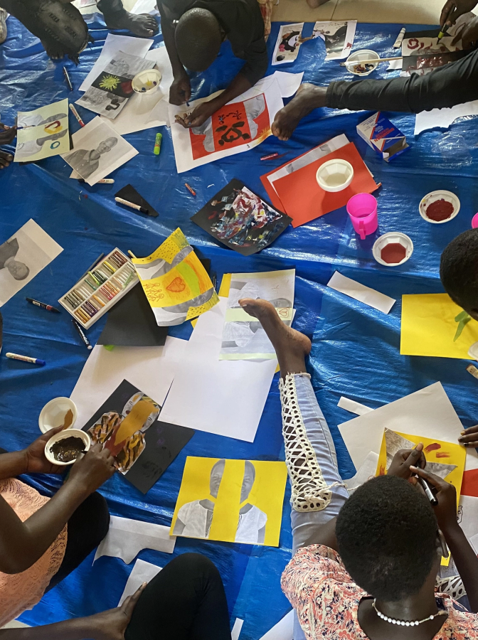 Young people working on a creative project