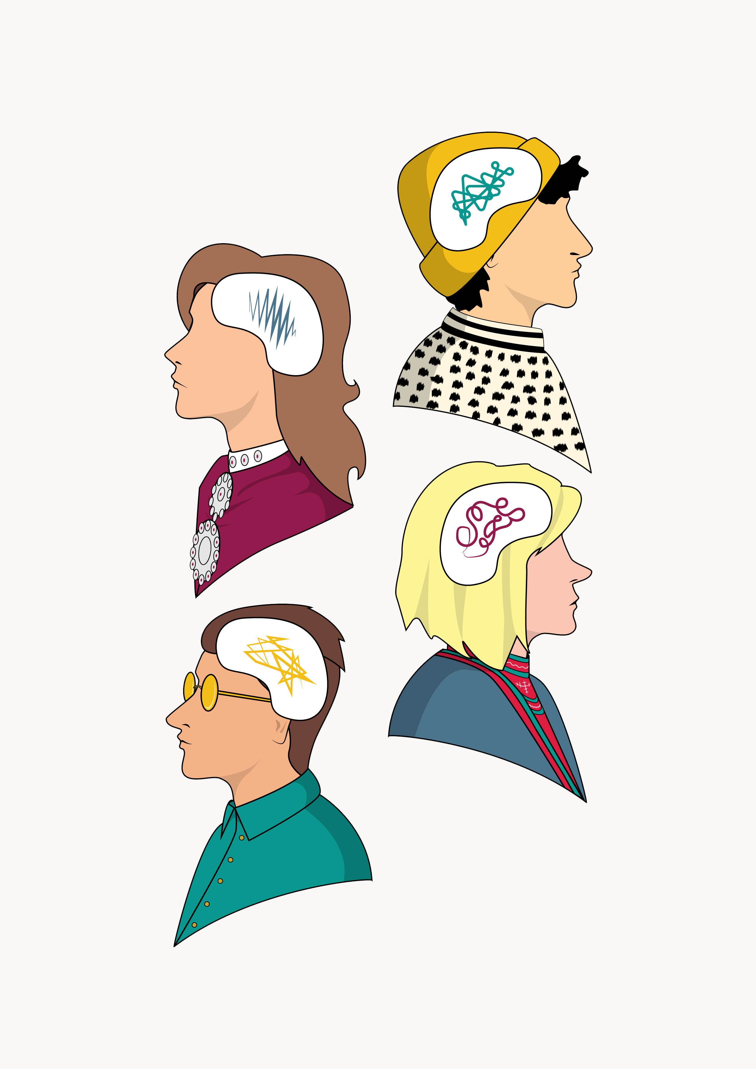 Illustrasjon som viser unge med samiske identitetsmarkører