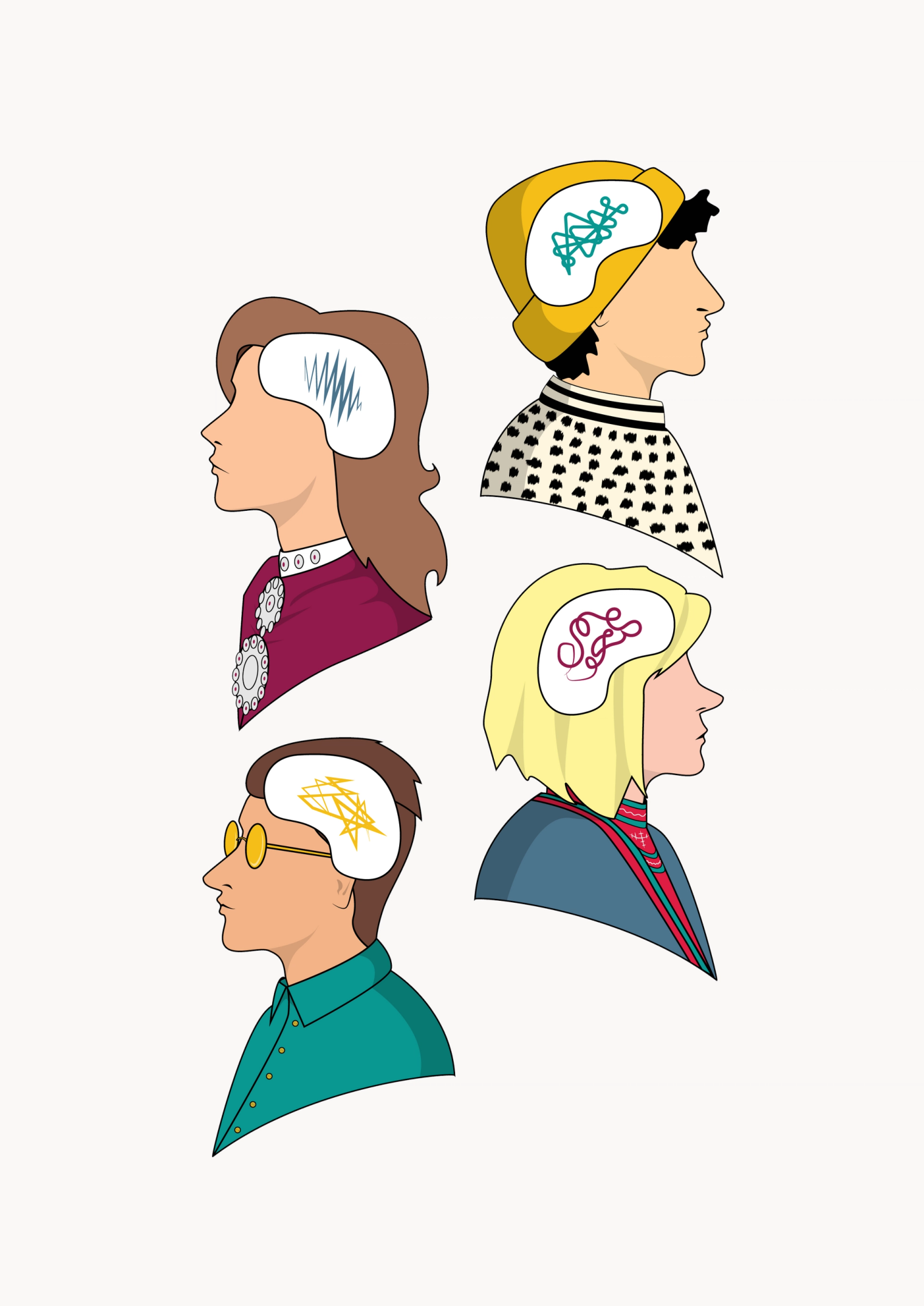 Illustrasjon som viser unge med samiske identitetsmarkører