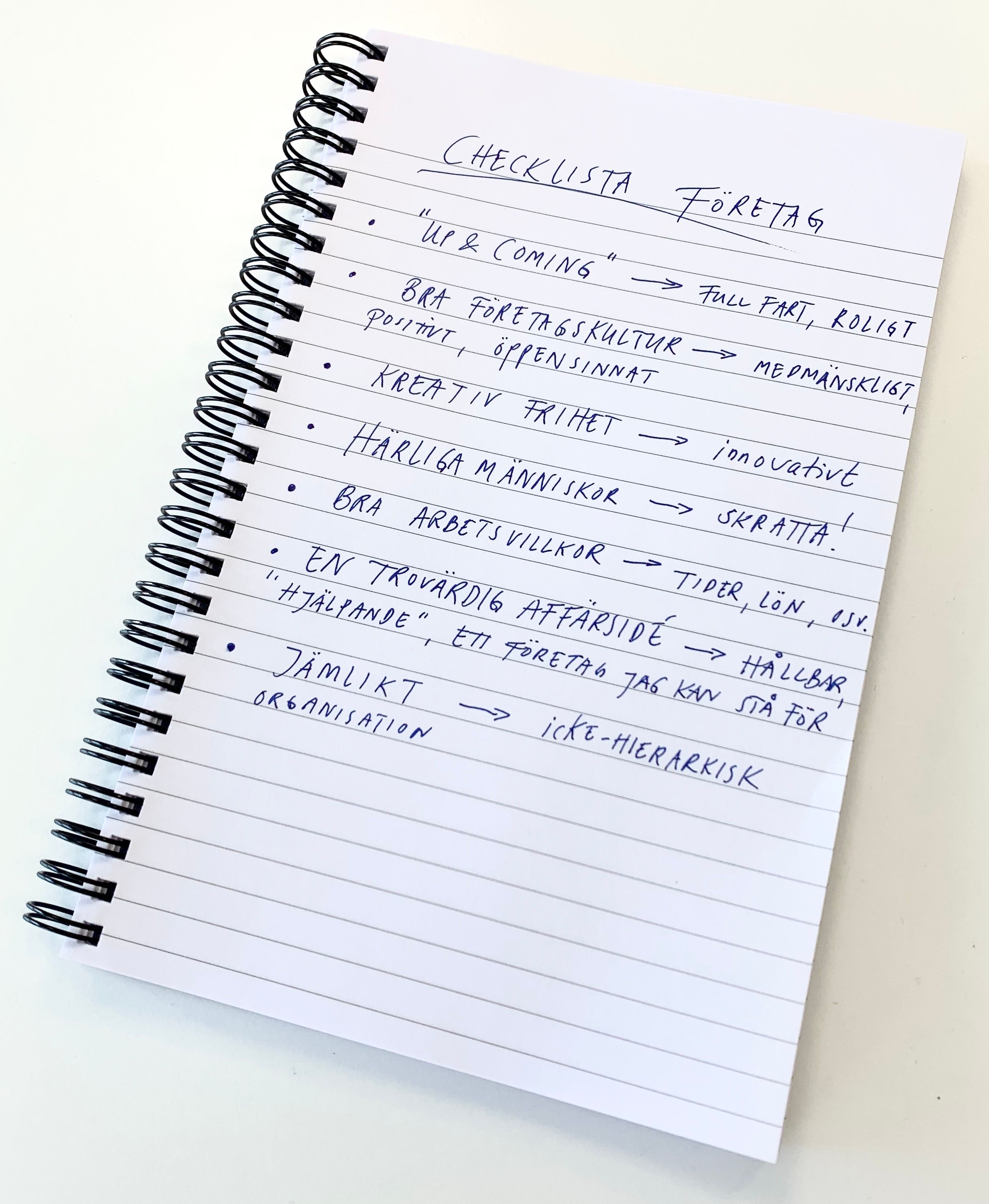 Min drömjobb checklista