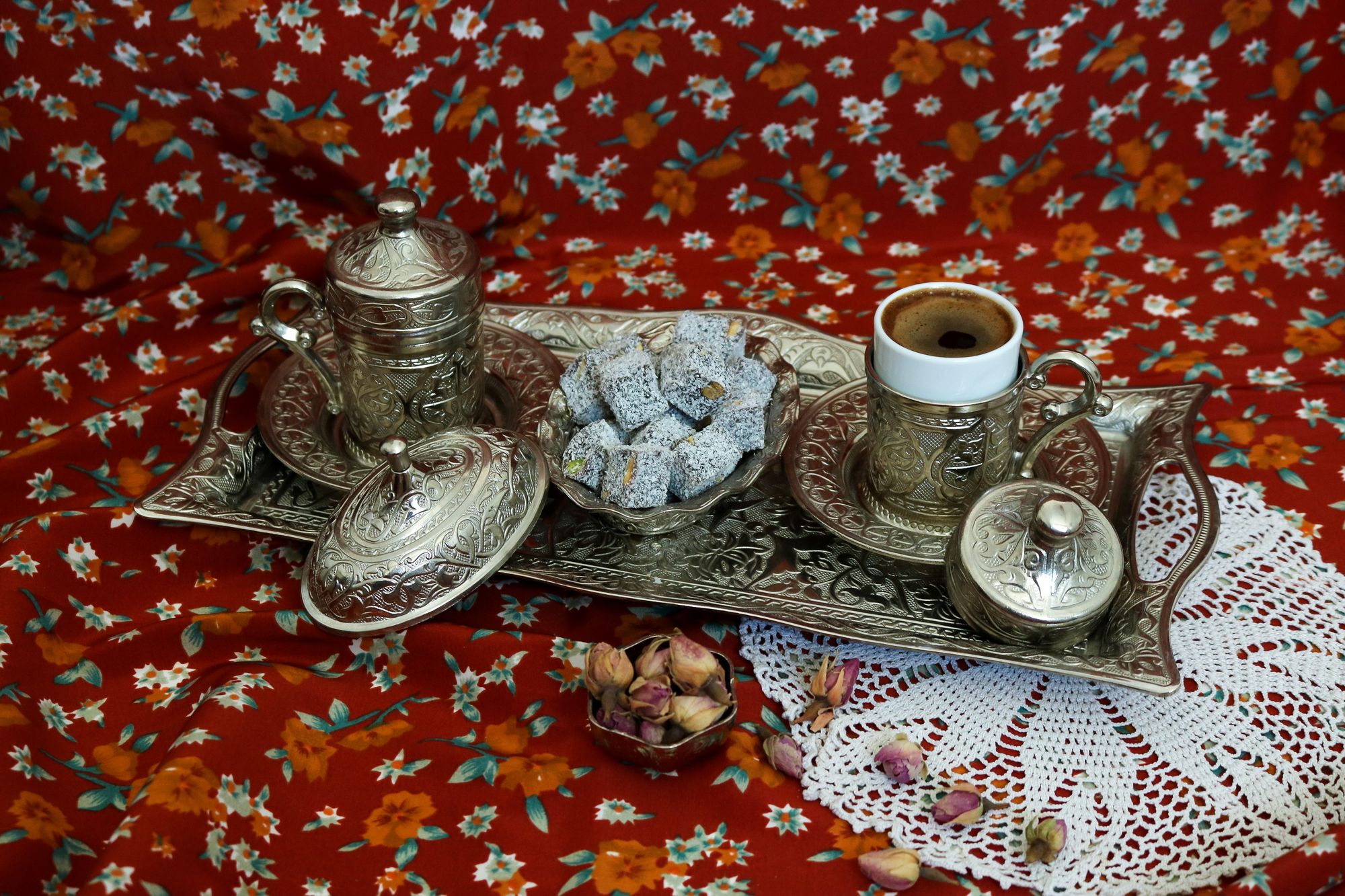 Traditional Serving of Turkish Coffee