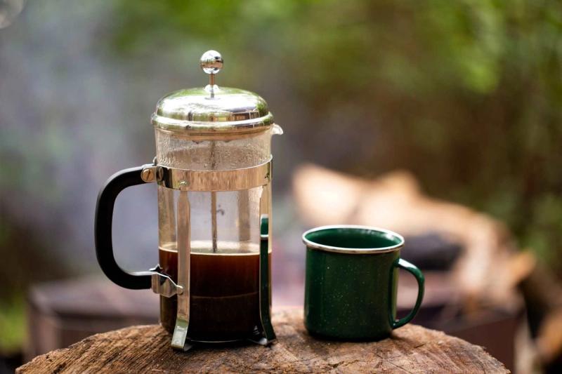 French Press Coffee Outdoors