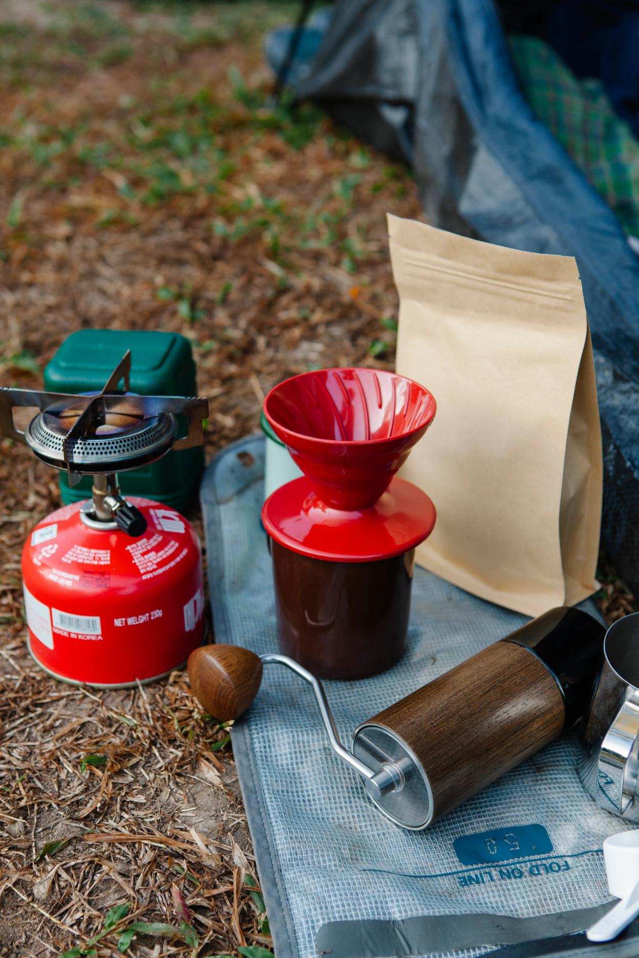 Manual Burr Coffee Grinder on Camping