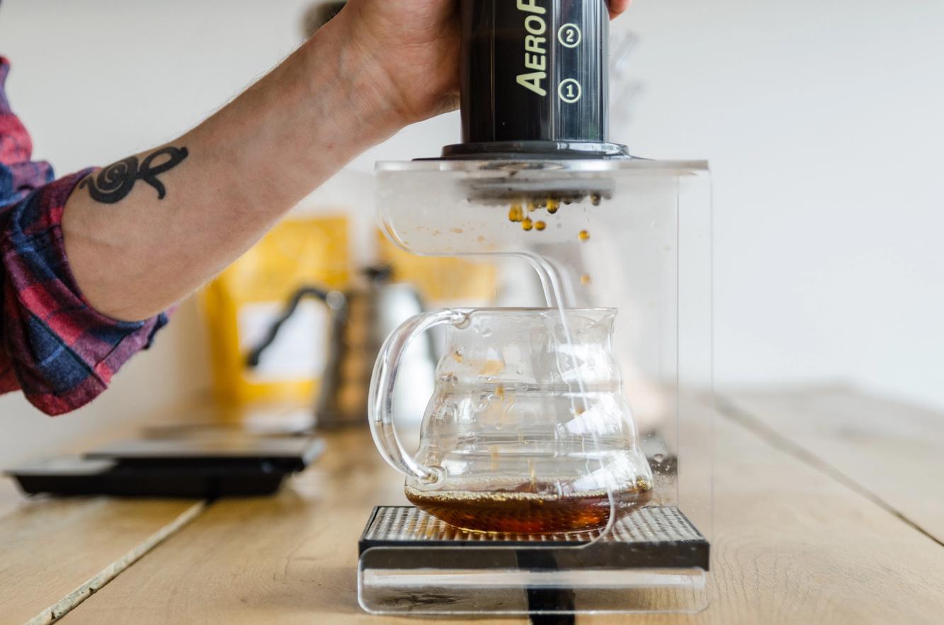 Coffee Drips out from an AeroPress