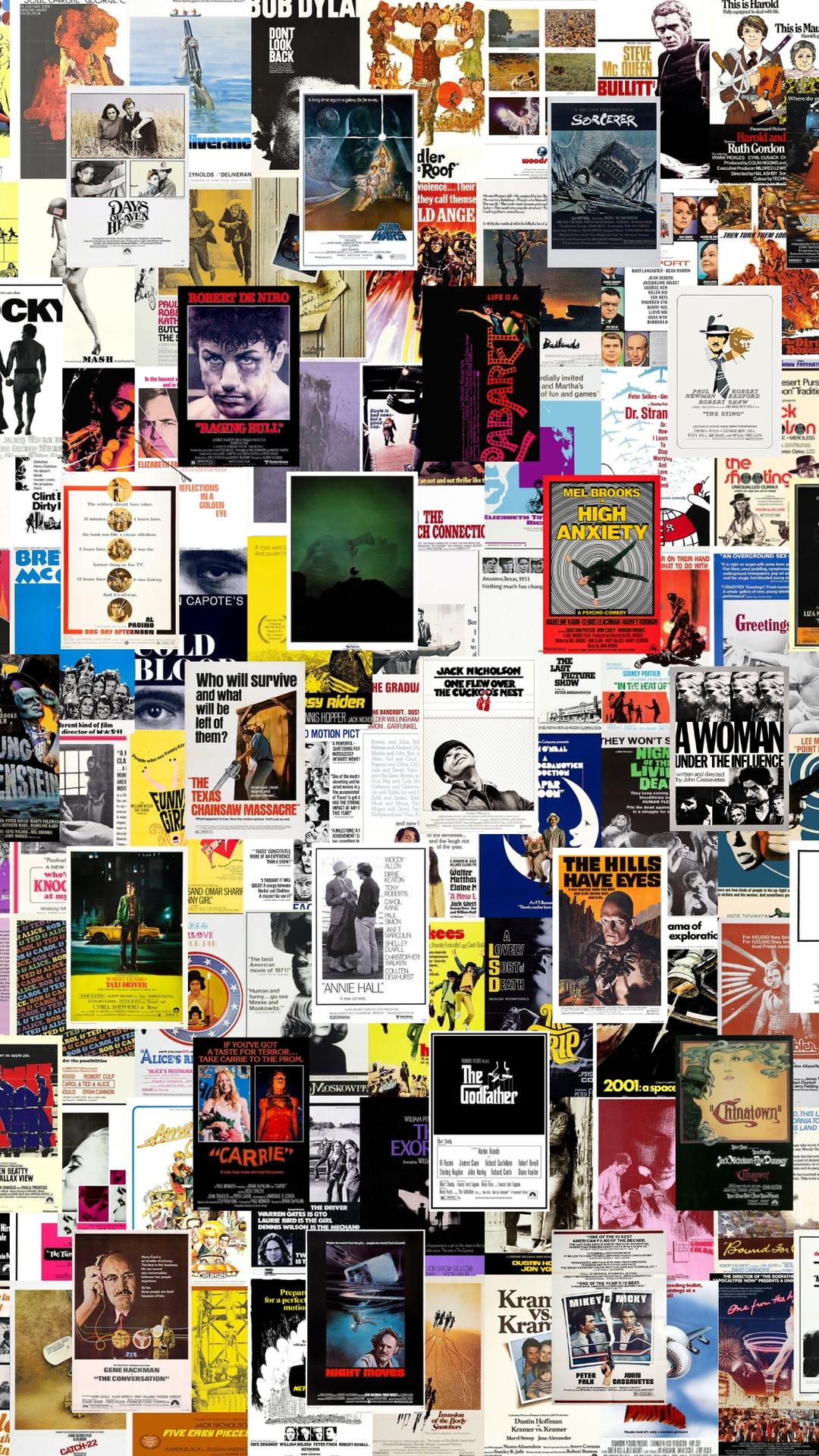 A collage of movie posters from the late 60s to early 80s