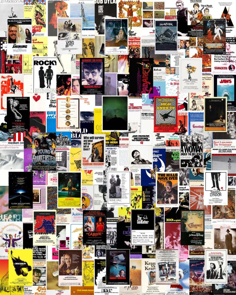 A collage of movie posters from the late 60s to early 80s