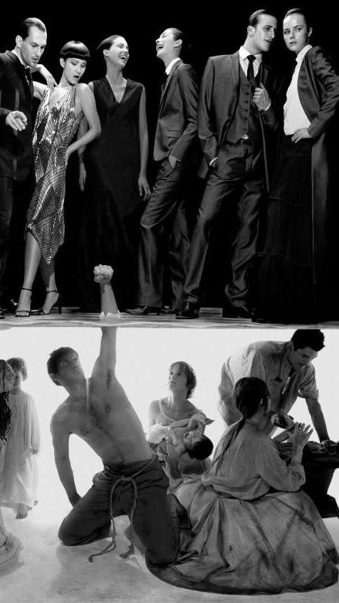 a group of people are standing next to each other in a black and white photo .