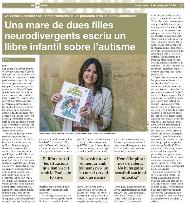 Recorte del periódico con la noticia