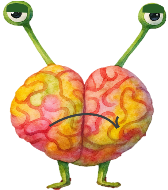 Ilustración de Borja, cerebro con mutismo selectivo