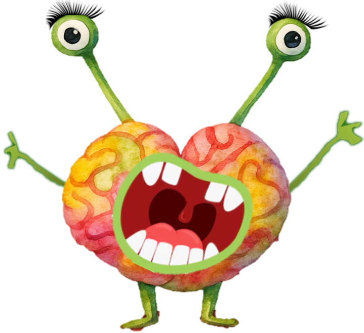 Ilustración de Félix, cerebro con síndrome de Tourette