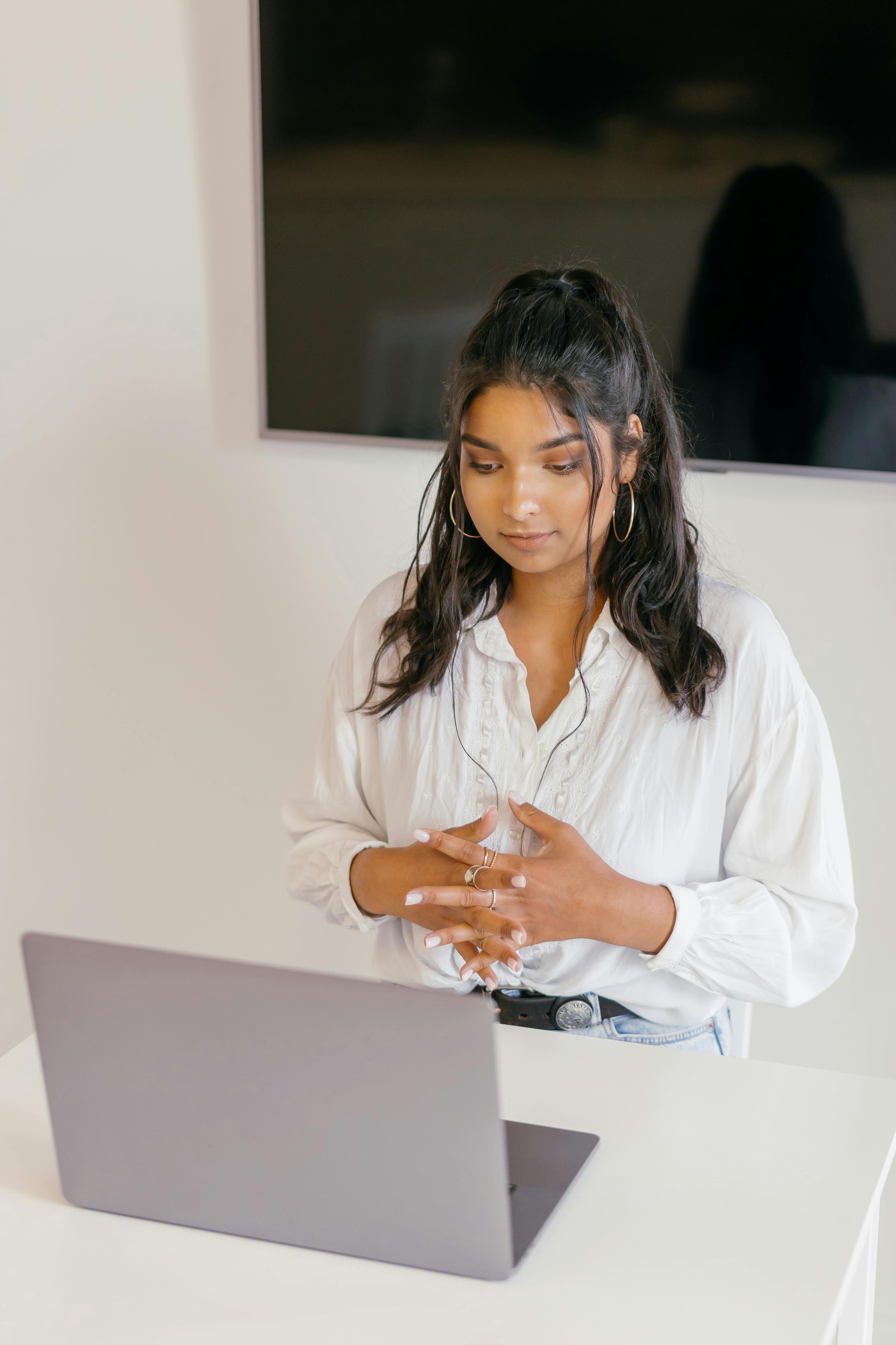 female student in front of computer 