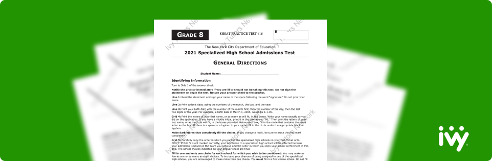 2021 Specialized High School Admissions Test 