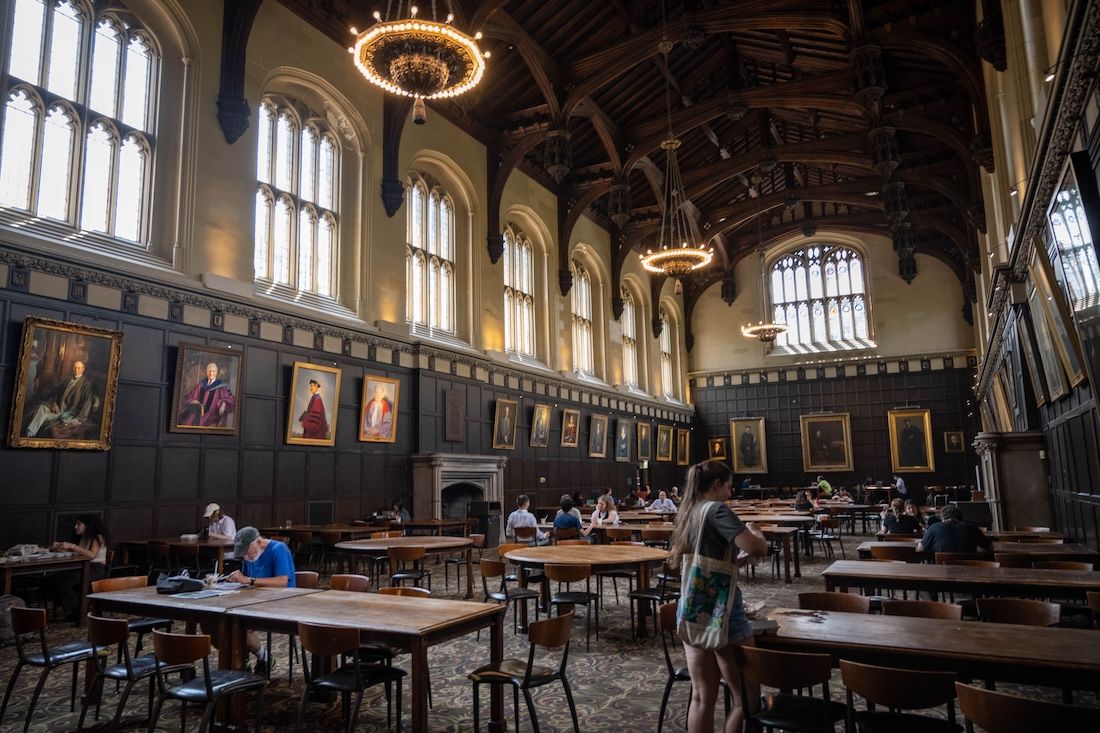 Students inside the library at UChicago
