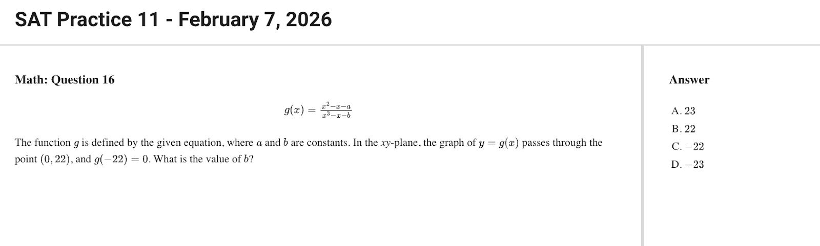 SAT Practice Test 11 - Question 16