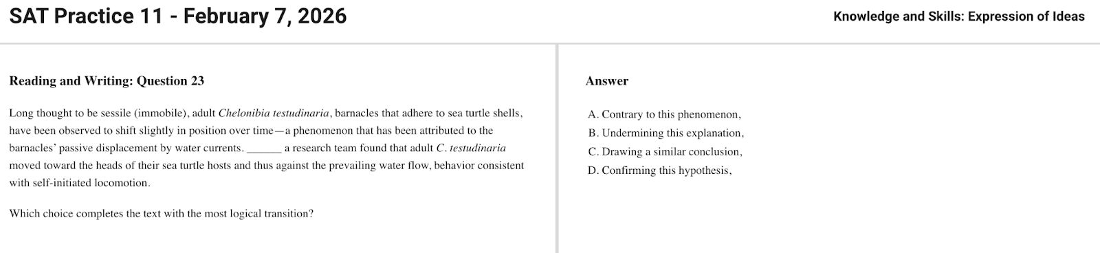 SAT Practice Test 11 - Question 23 