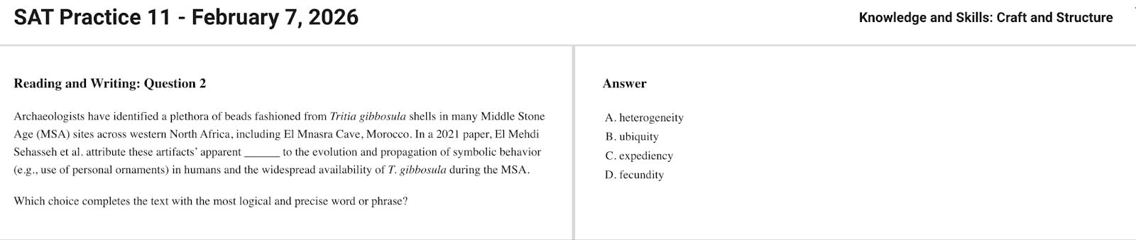 SAT Practice Test 11 - Question 2