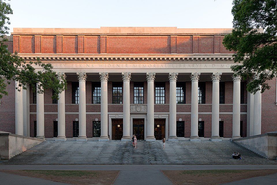 Widener Library at Harvard University. 