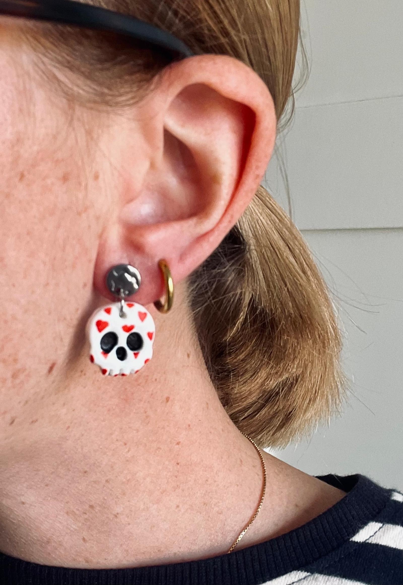 Pendientes calavera corazón — foto 2 de 2