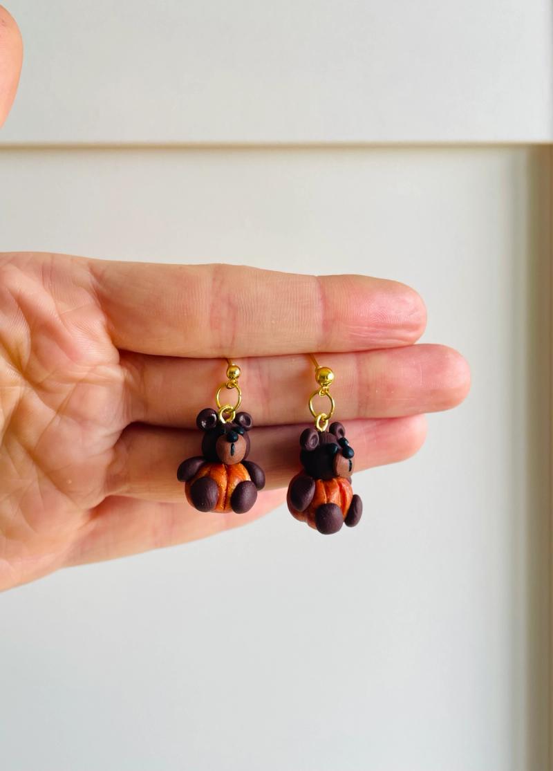 Pendientes ositos calabaza