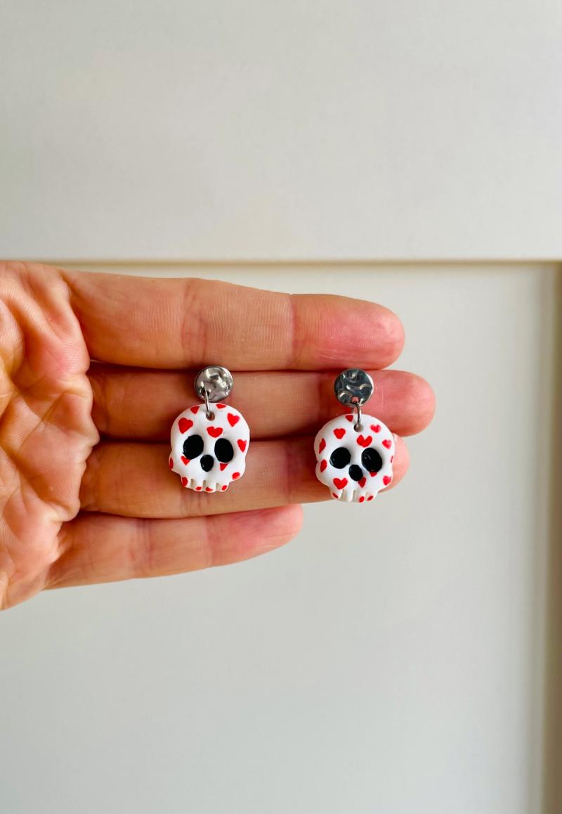 Pendientes calavera corazón