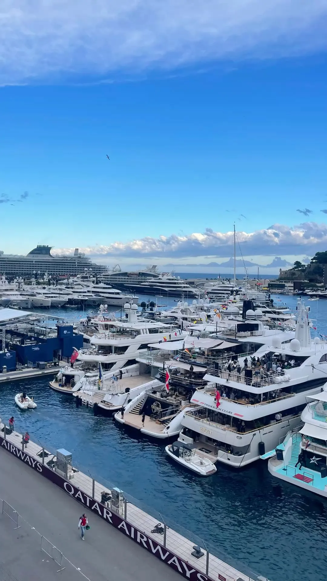 Monaco Grand Prix yacht gathering in Port Hercule with superyachts and event guests