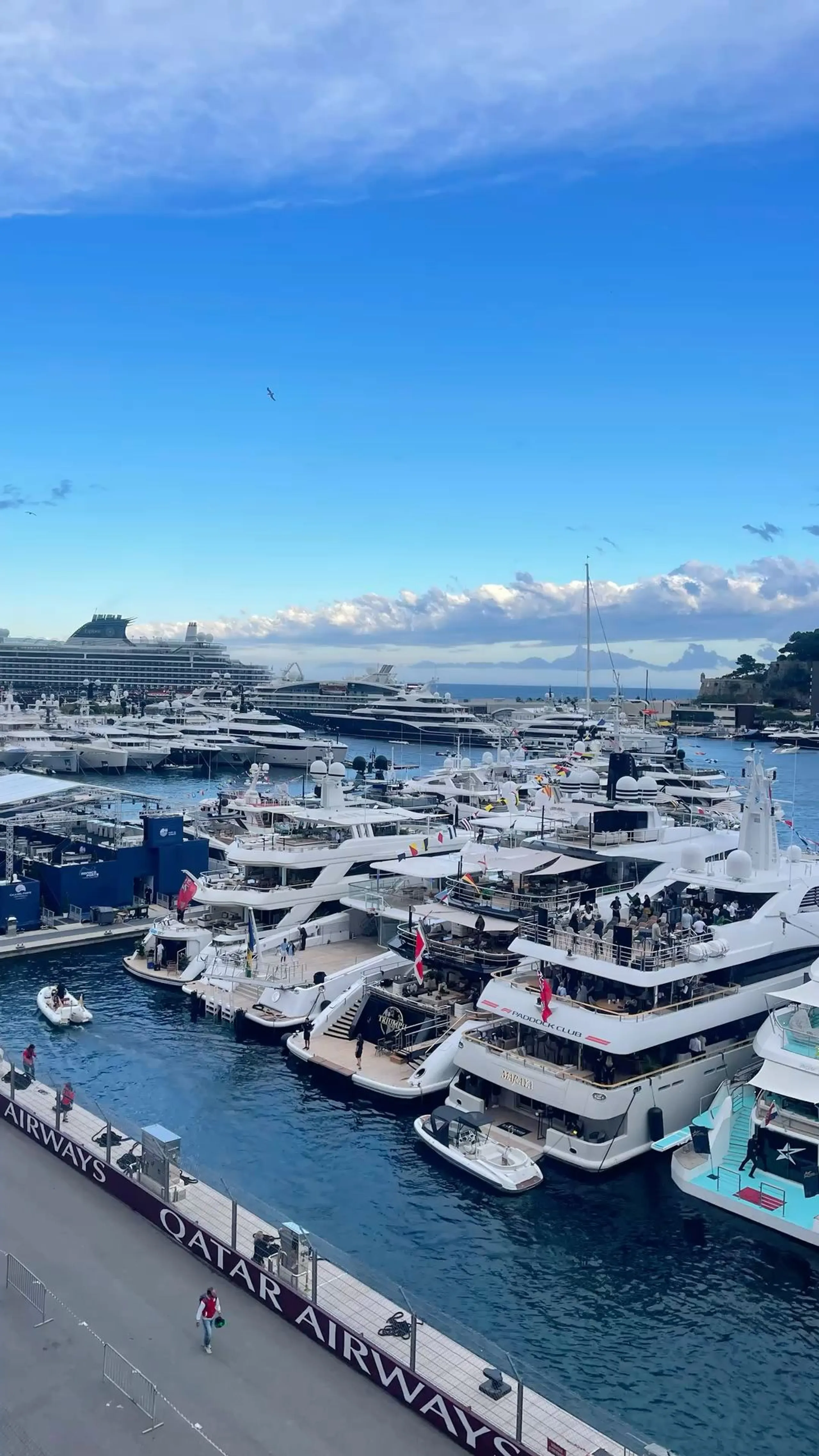 Monaco Grand Prix yacht gathering in Port Hercule with superyachts and event guests