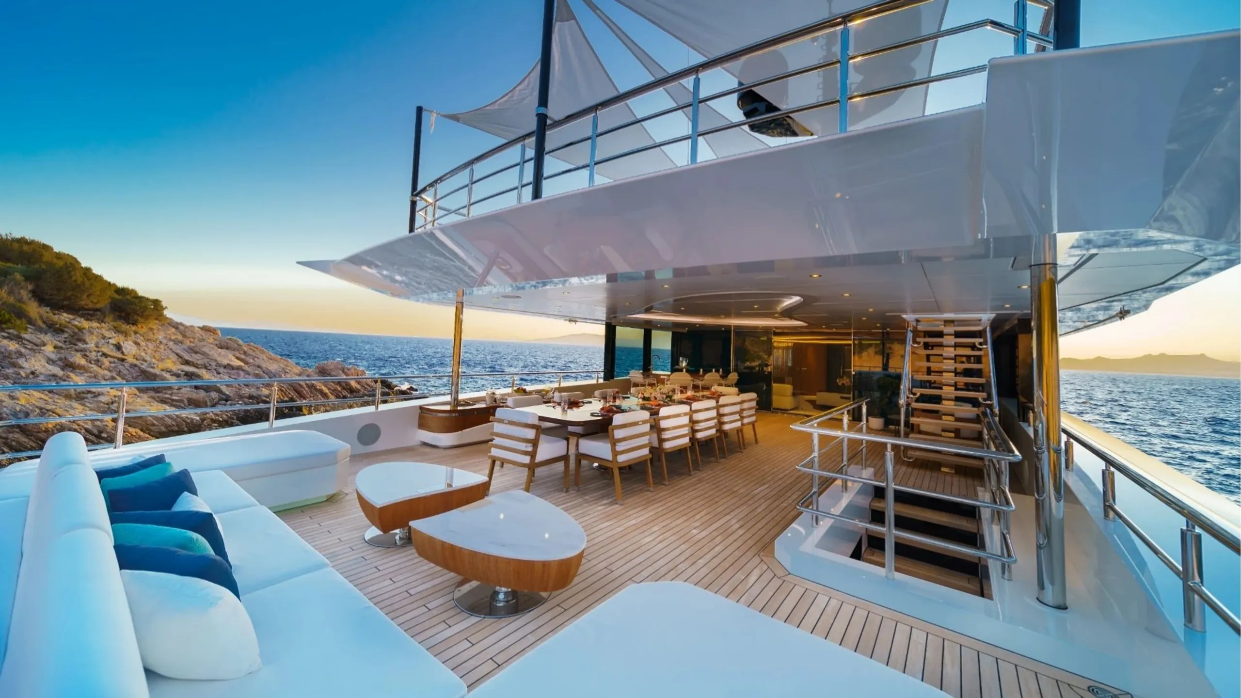 Bilgin 50m, interior salon and accommodation.