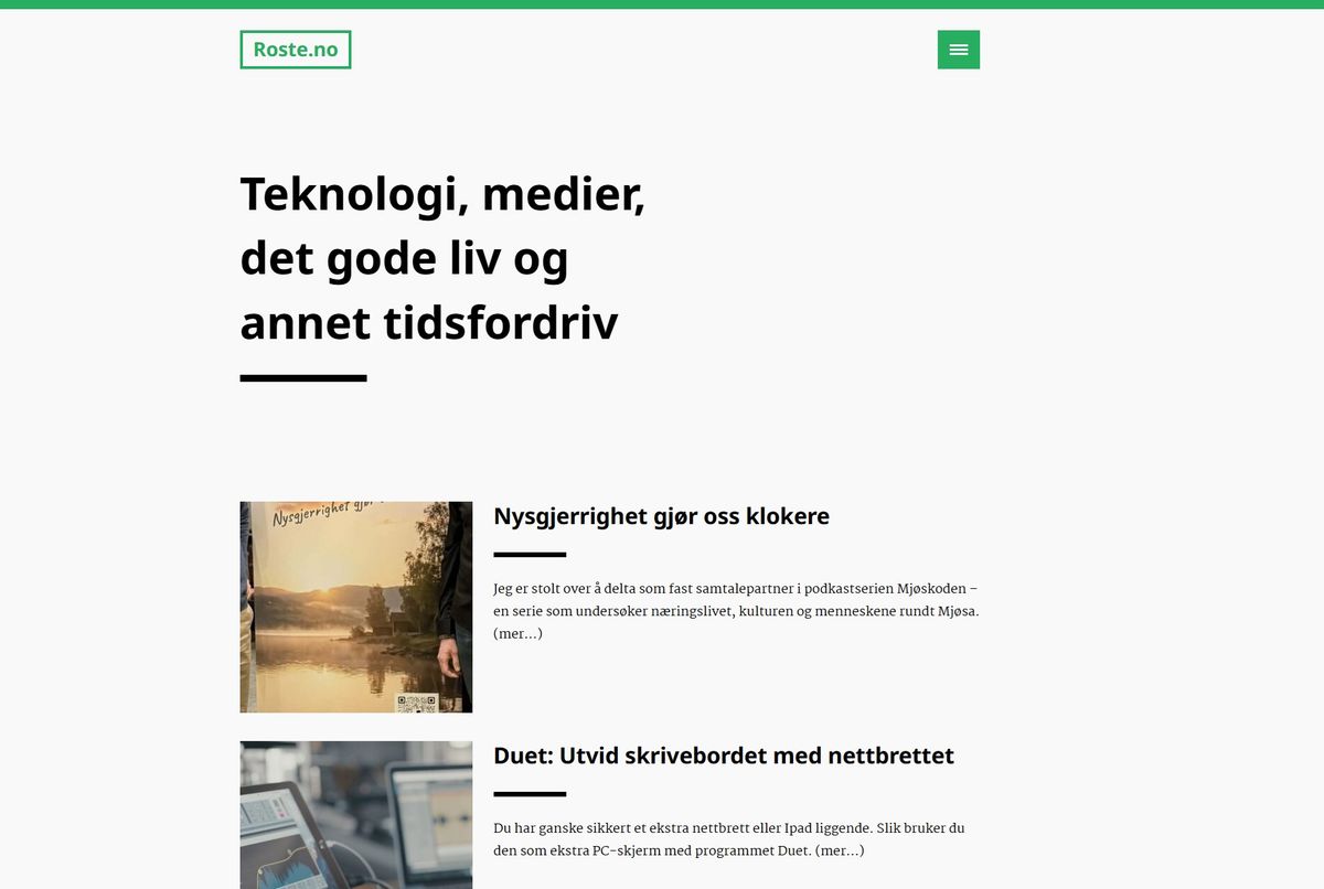 Teknologi, medier, det gode liv og annet tidsfordriv