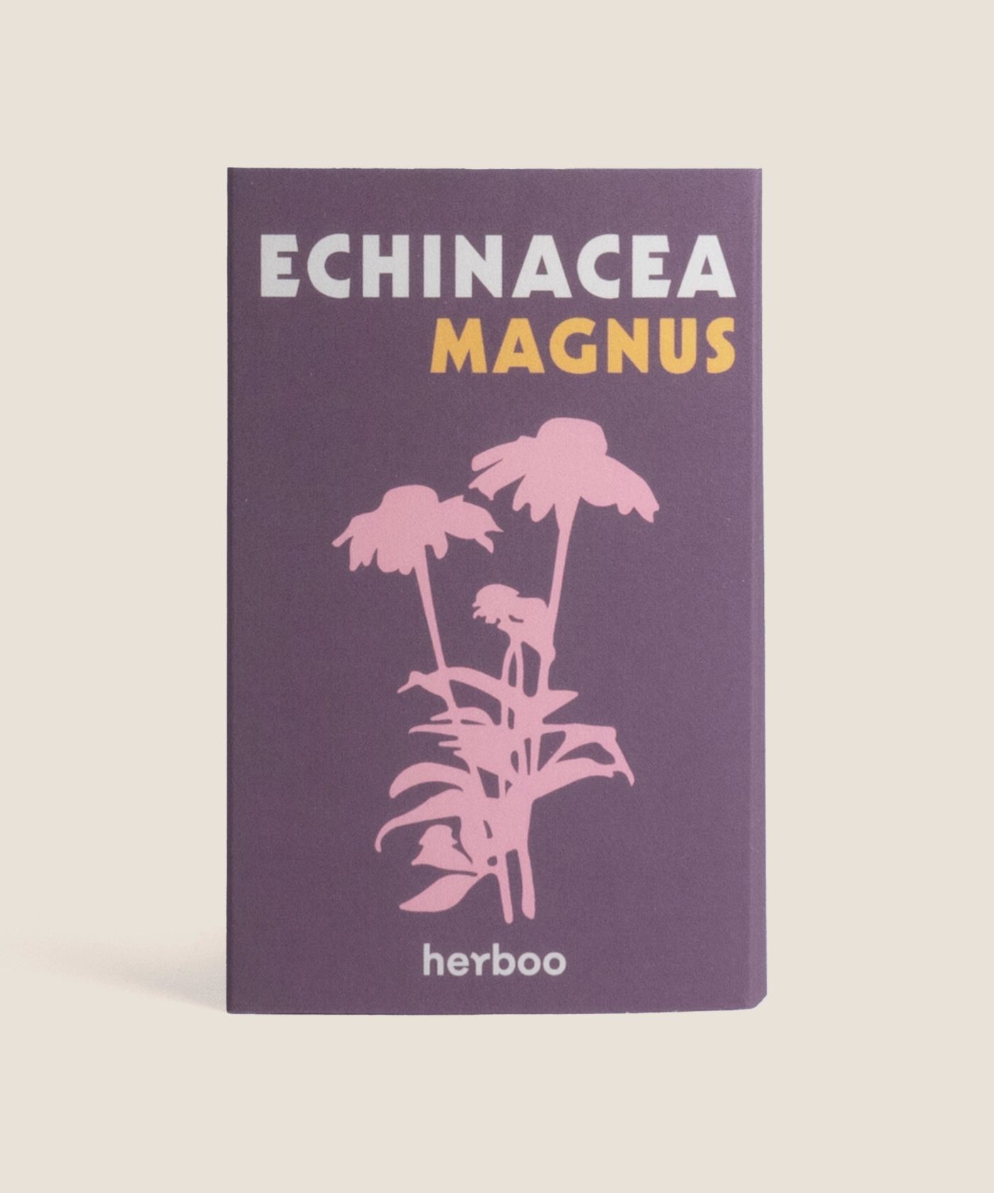 Front of Echinacea ‘Magnus’ seed packet showing purple coneflower (Echinacea purpurea), a hardy perennial flower for UK gardens