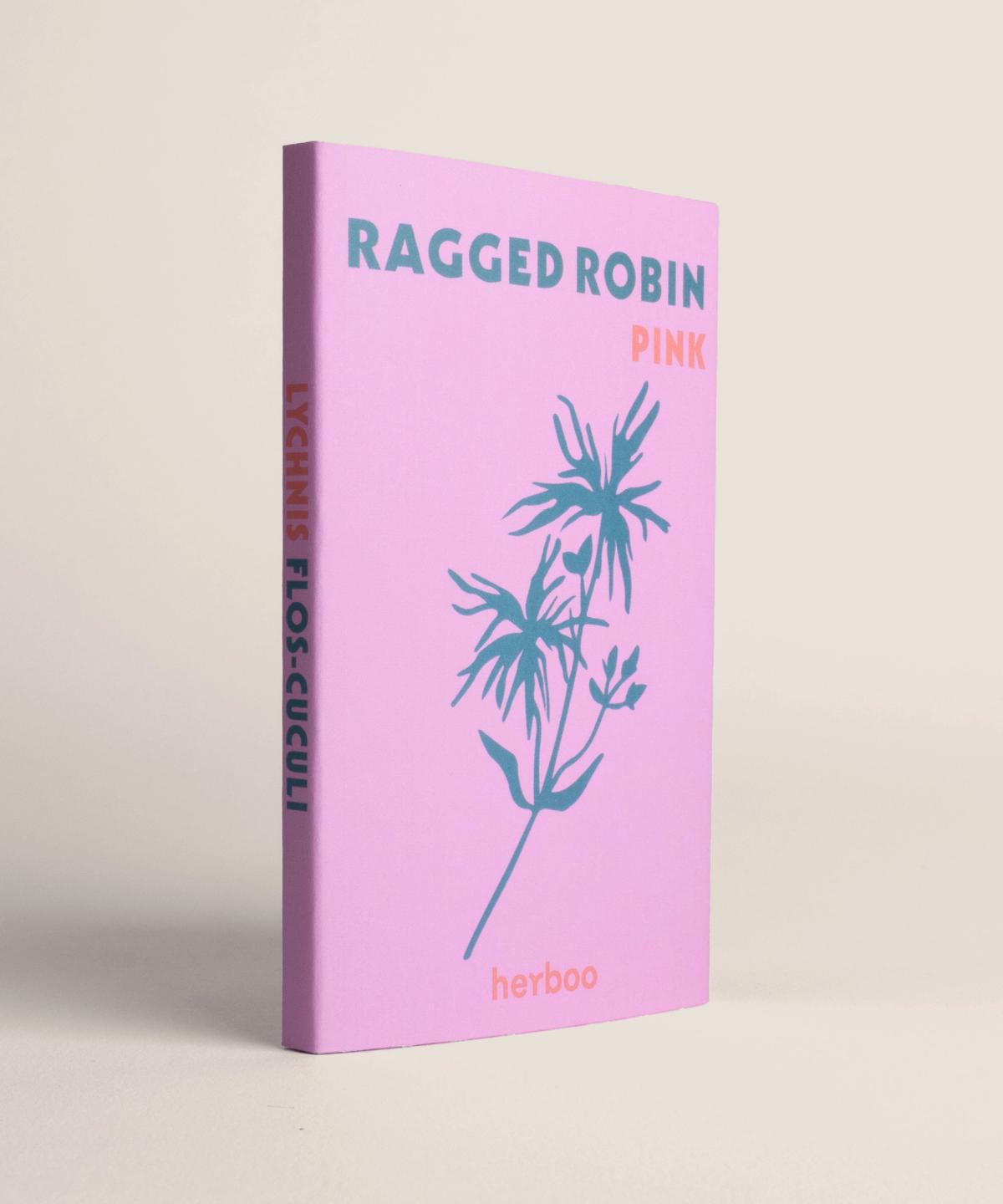 Side view of Herboo Ragged Robin seed packet for UK wildflower meadows